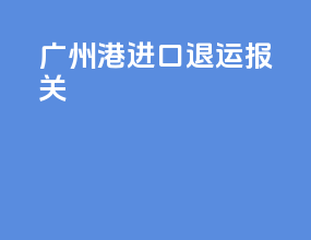 广州港进口退运报关