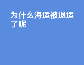 为什么海运被退运了呢