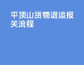 平顶山货物退运报关流程