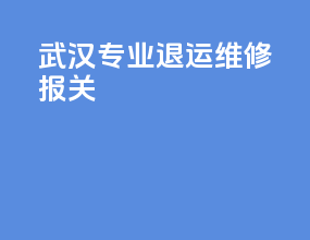 武汉专业退运维修报关