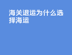 海关退运为什么选择海运