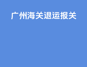 广州海关退运报关