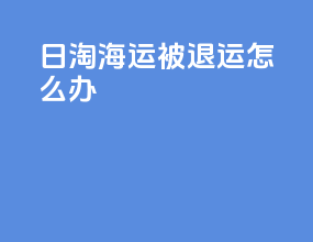 日淘海运被退运怎么办