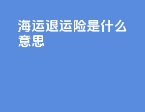 海运退运险是什么意思