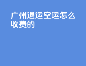 广州退运空运怎么收费的