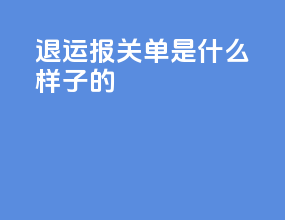退运报关单是什么样子的