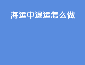 海运中退运怎么做
