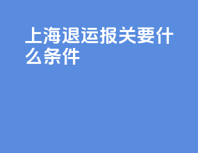 上海退运报关要什么条件