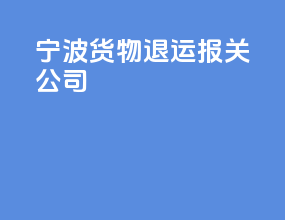 宁波货物退运报关公司
