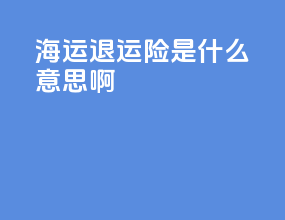 海运退运险是什么意思啊