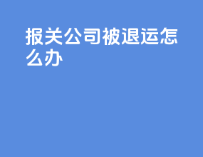 报关公司被退运怎么办