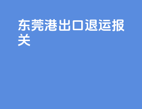 东莞港出口退运报关