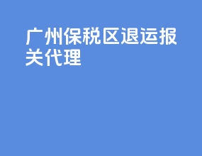广州保税区退运报关代理