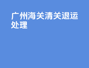 广州海关清关退运处理