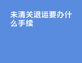 未清关退运要办什么手续