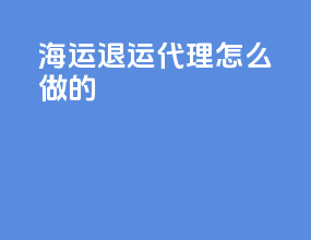 海运退运代理怎么做的