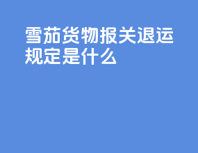 雪茄货物报关退运规定是什么
