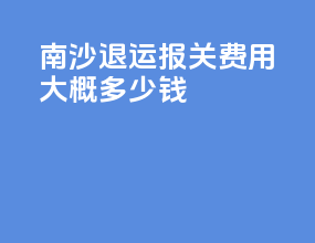 南沙退运报关费用大概多少钱