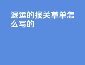 退运的报关草单怎么写的