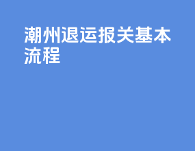 潮州退运报关基本流程