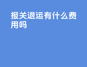 报关退运有什么费用吗