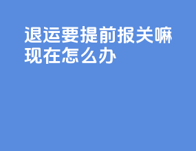 退运要提前报关吗现在怎么办
