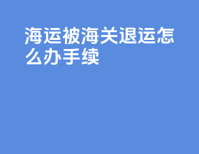 海运被海关退运怎么办手续