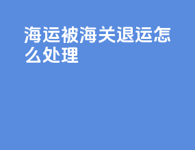 海运被海关退运怎么处理